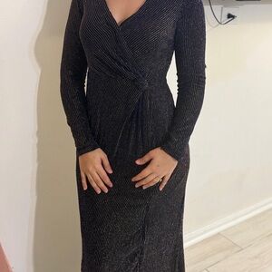 Elegant Dark navy blue Long Sleeve Dress